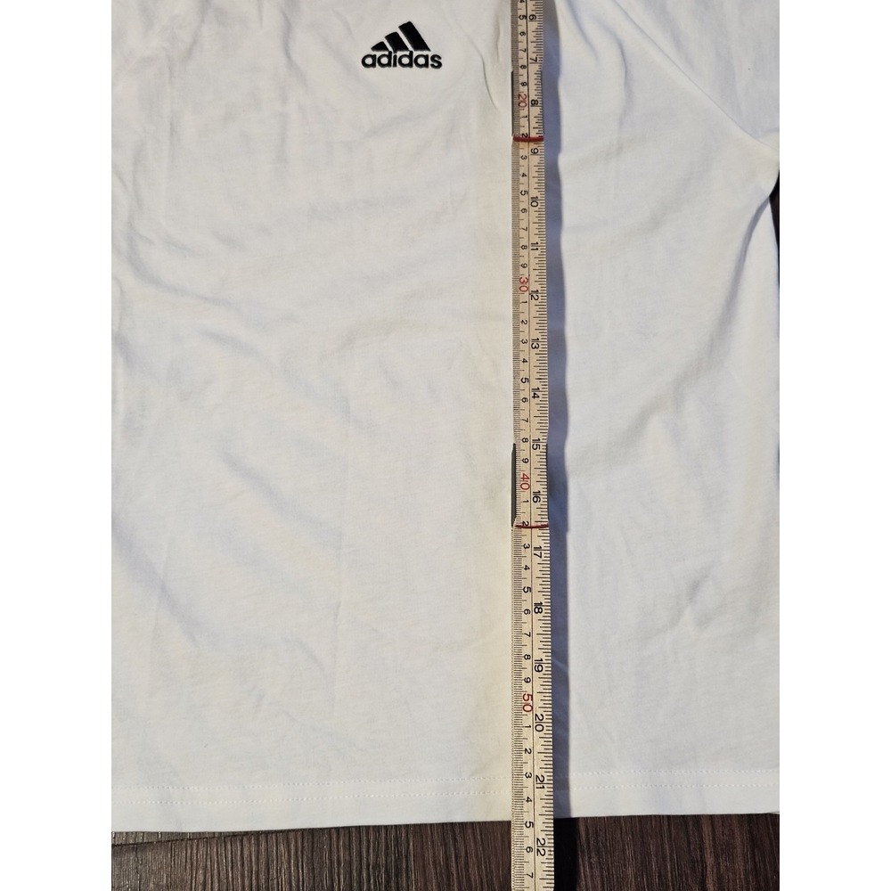 Adidas Boys S Long Sleeve Shirt White Black 3 Stripes‎ Logo Tee Cotton - Picture 8 of 8